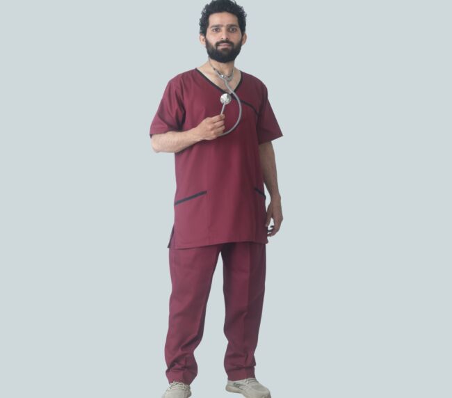 Wrap-Style V-Neck Scrub Set