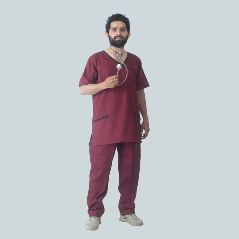 Wrap-Style V-Neck Scrub Set